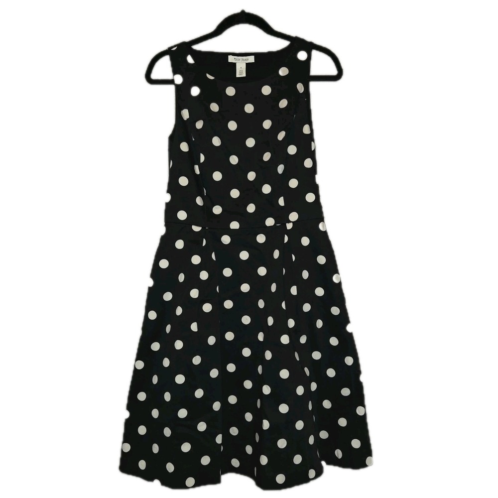 White House Black Market Polka Dot Dress Women's Size 8 Sleeveless Fit & Flare - Picture 1 of 9